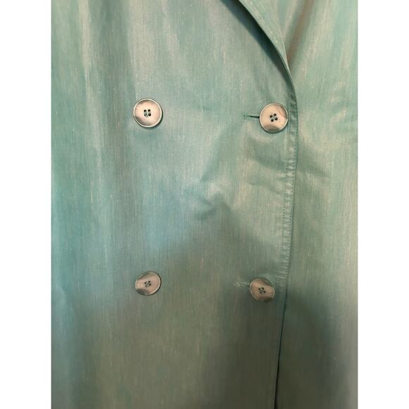 London Fog double breasted beautiful blue/green light weight trench/rain coat 8P - Picture 9 of 9